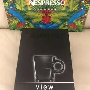 Nespresso set, glass espresso cups S Steel saucers